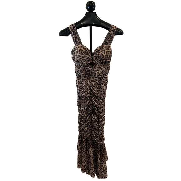 Mable Dresses & Skirts - NWT MABLE Leopard Print Ruched Sheath Midi Dress Women Size M